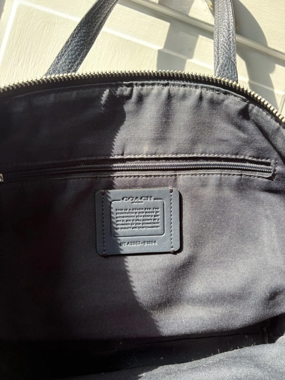 Coach Two-Tone Blue Denim Tote with Black Leather Trim - Picture 5 of 6